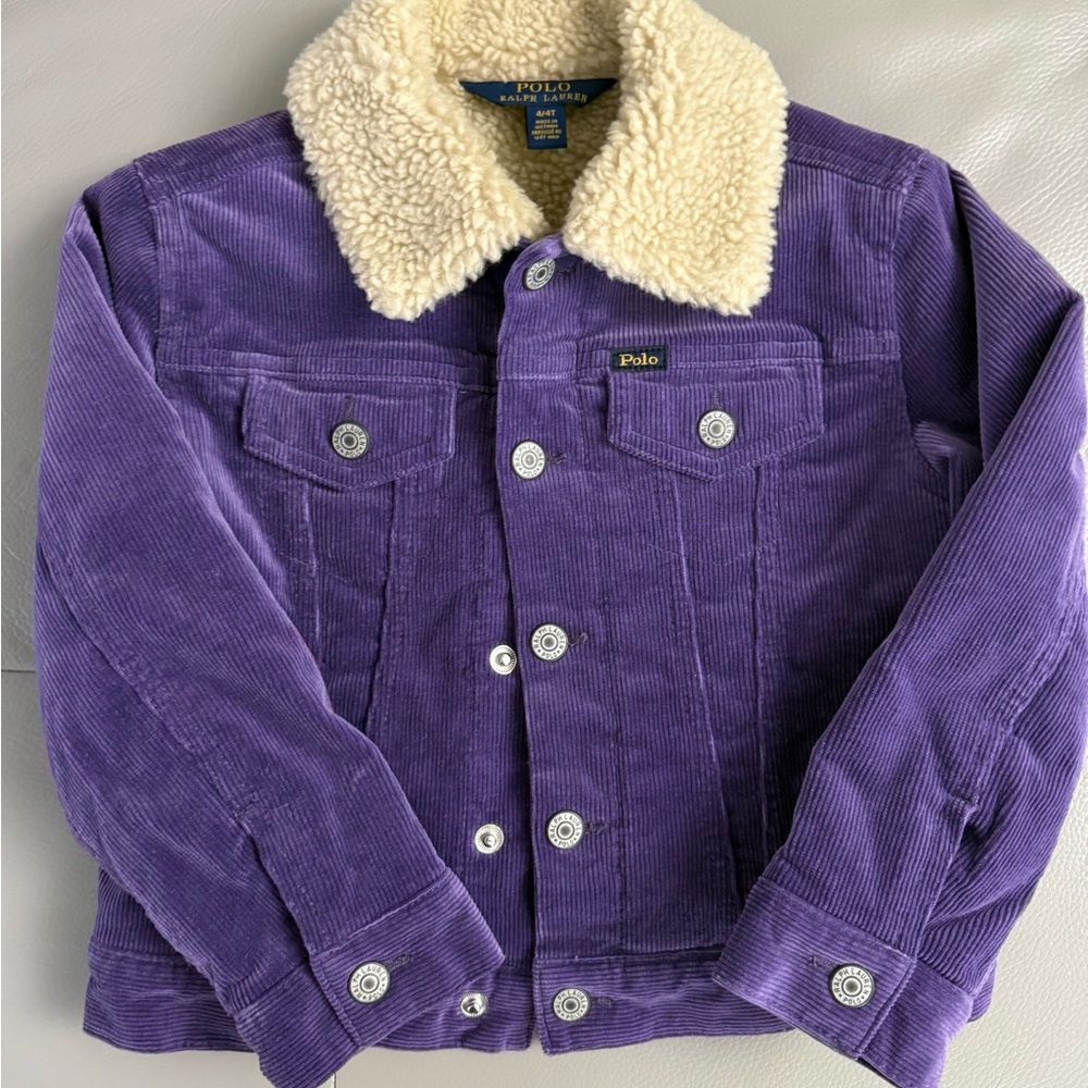 Polo by Ralph Lauren Kids Purple Corduroy Jacket with Cream Collar